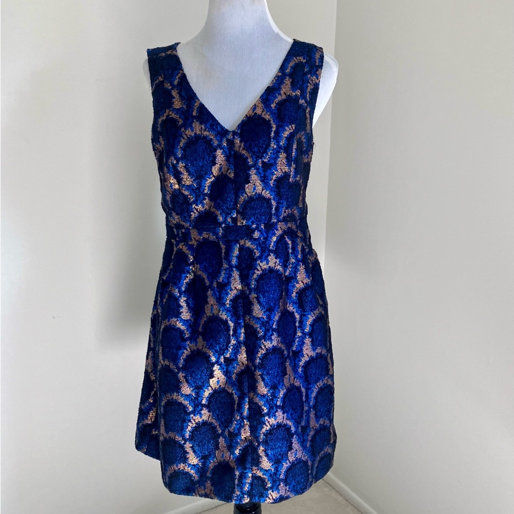J. Crew Peacock Jacquard Fit and Flare Party Dress
